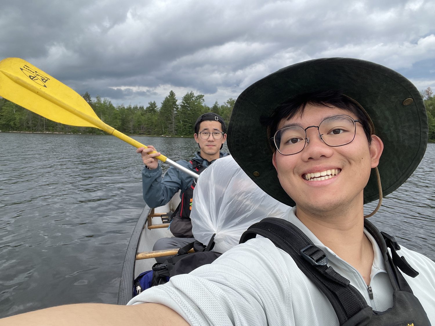 Paddling out, rain coming